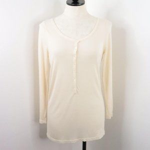 J.Crew Women's M Beige Modal Long Sleeve Henley Casual Comfy Top